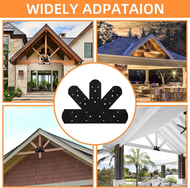 ZOBGOWE 2PCS Gable Plate, 16.5"x11" Gable Bracket Pergola Truss Roof Plate Heavy Duty Carbon Steel Mending Plate for Repairing Fixing Connecting Wood Beam - Image 5